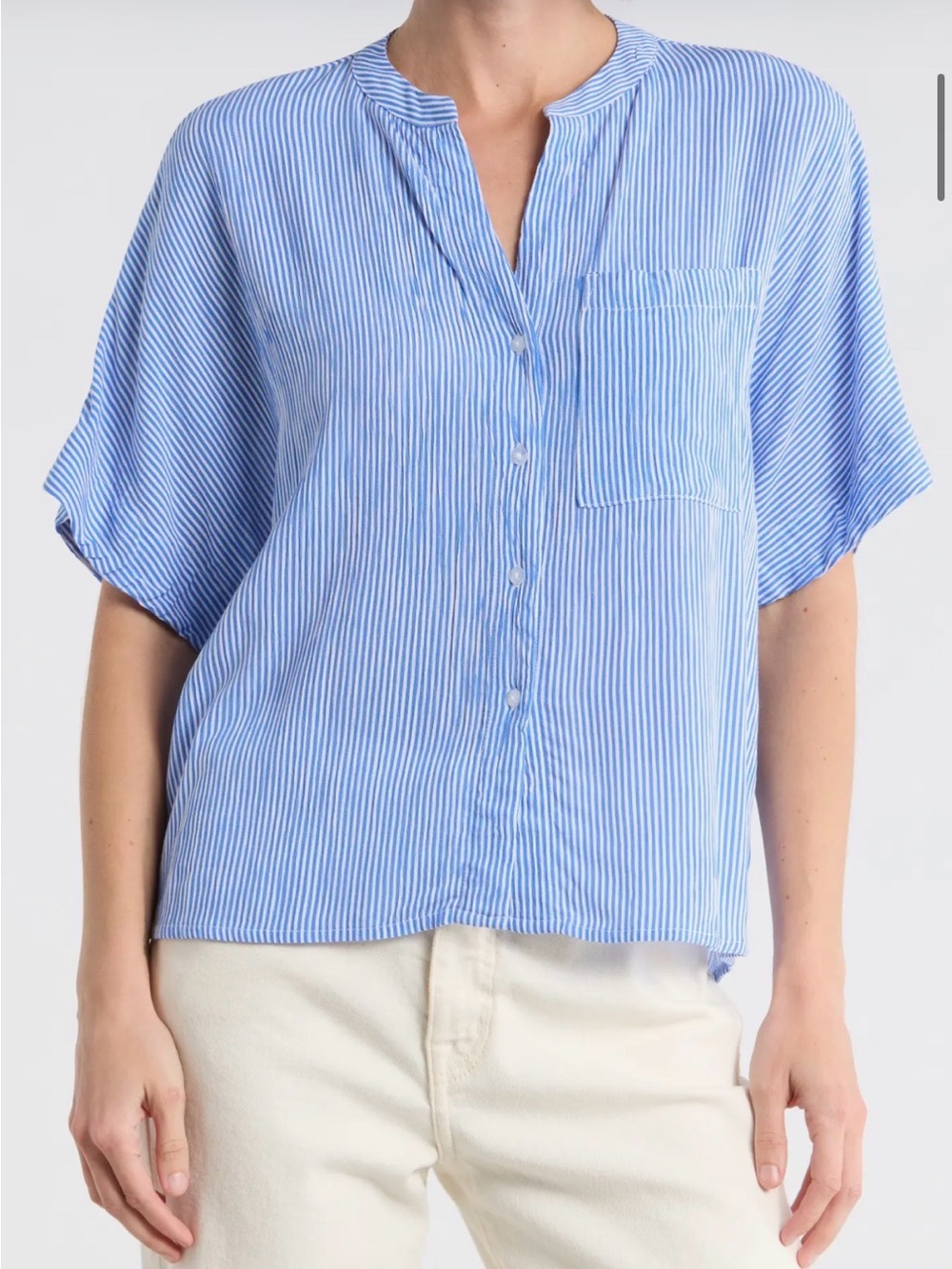 NWT Tahari Blue and White Striped Collared Button Shirt - Large